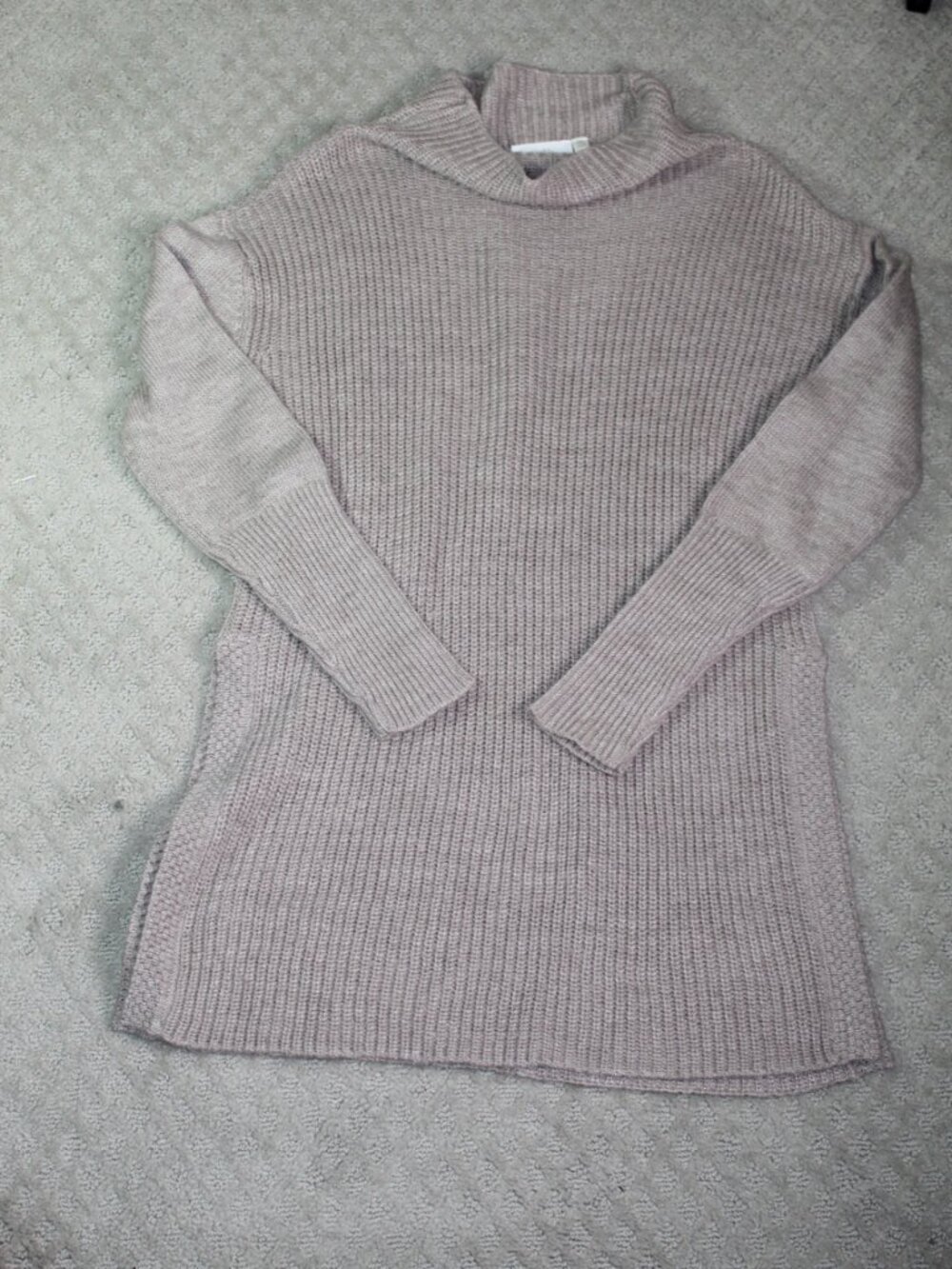 Cloth Size S Taupe Chunky Knit Long Sleeve Sweater Dress